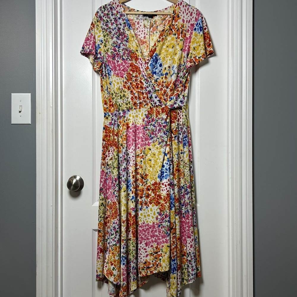 Perceptions New York Multicolor Watercolor Floral Midi Dress Tomato Girl Style